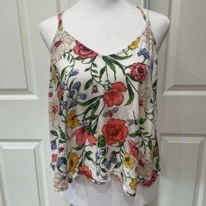 Hollister Floral Tank Top With Criss-Cross Back